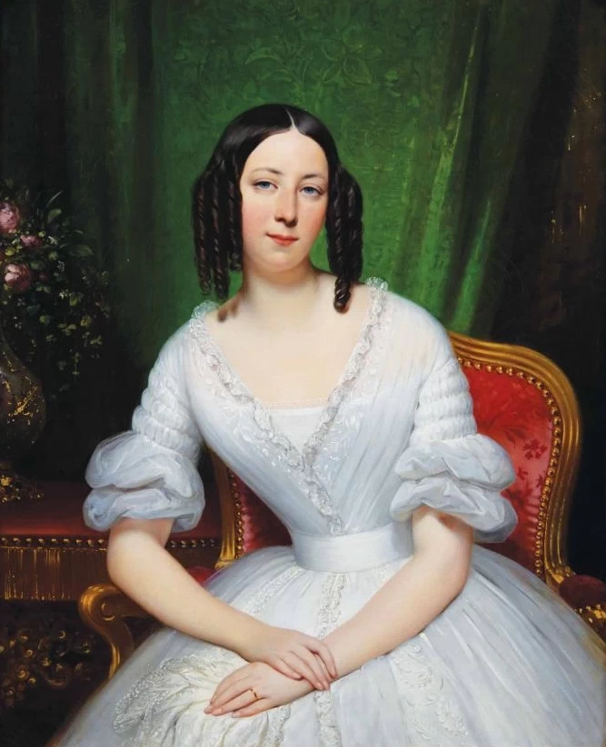  49-Joseph-Désiré Court-Ritratto di una giovane donna in abito bianco 